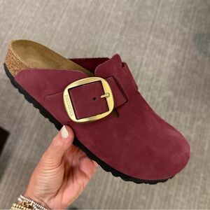 Birkenstock Boston Big Buckle Nubuck Leather in Berry Crush 8